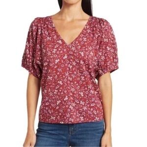 Madewell Women's Burgundy Floral Blouse small new